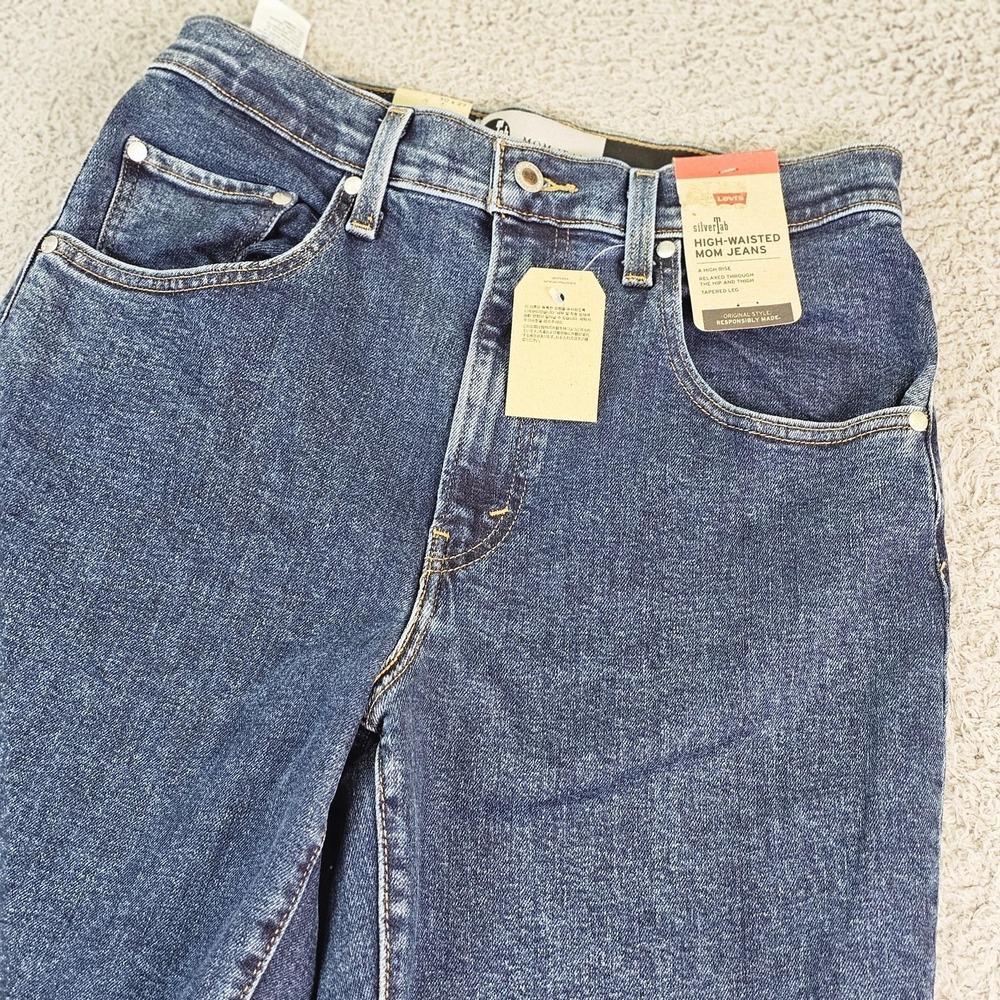 Levi's SilverTab Mom Jeans Womens 30x27 Medium Wash High Rise Stretch Denim